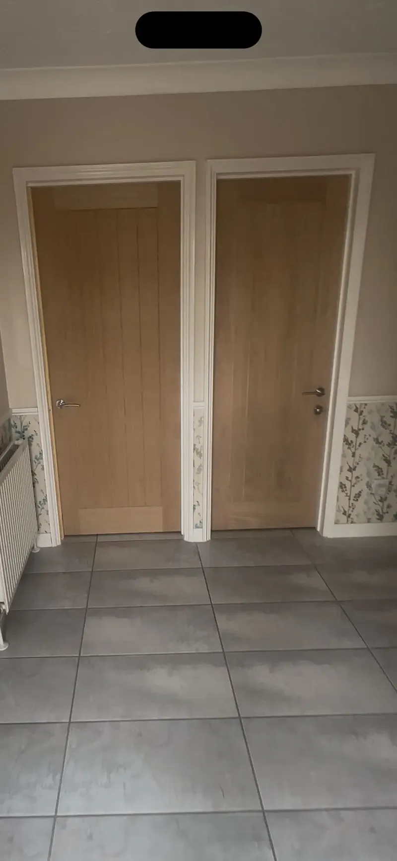 Pair of oak internal doors fitted