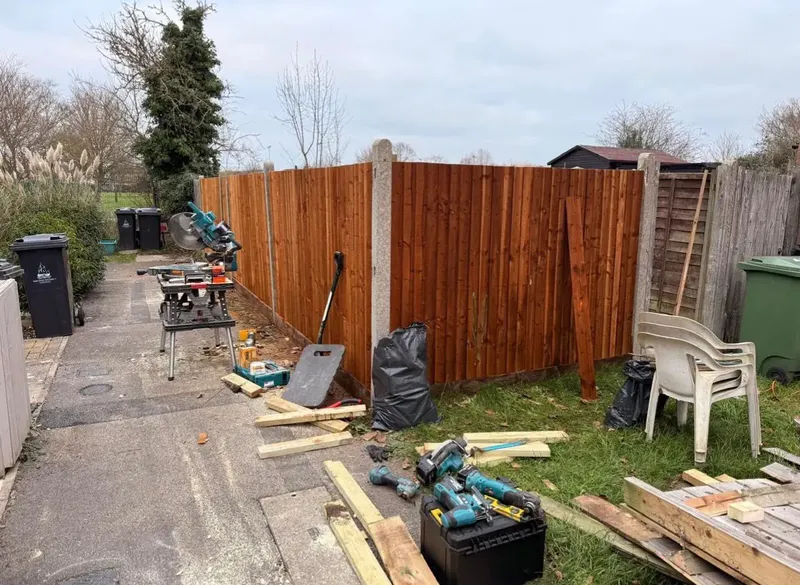 Closeboard fencing installation