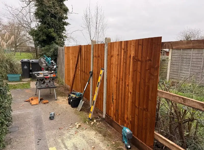 Closeboard fencing in progress