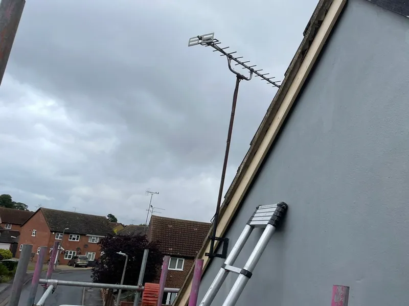 Fascia and soffit work from scaffolding